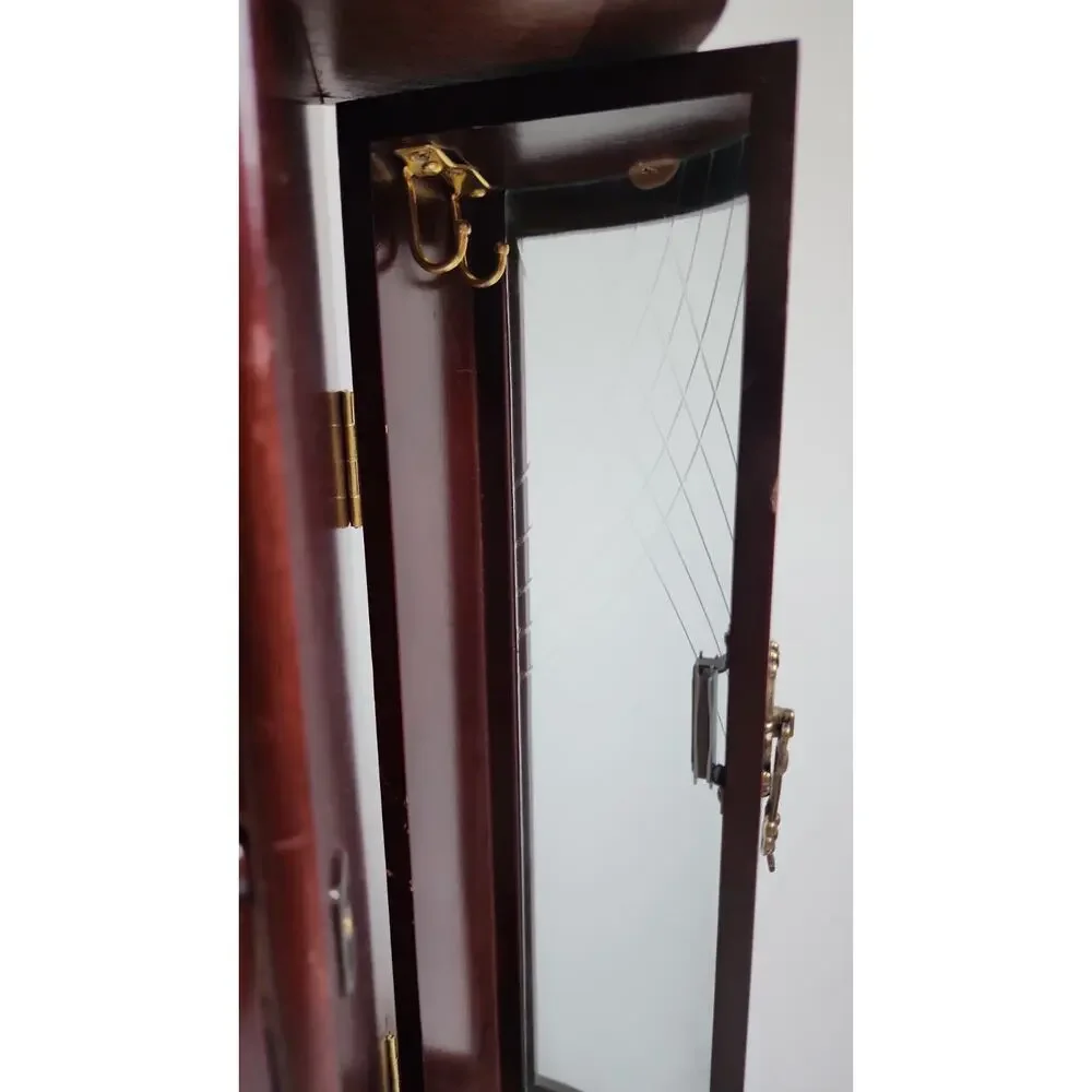 Hives and Honey Patricia style Large jewelry Box Dark Cherry Etched Glass Mirror